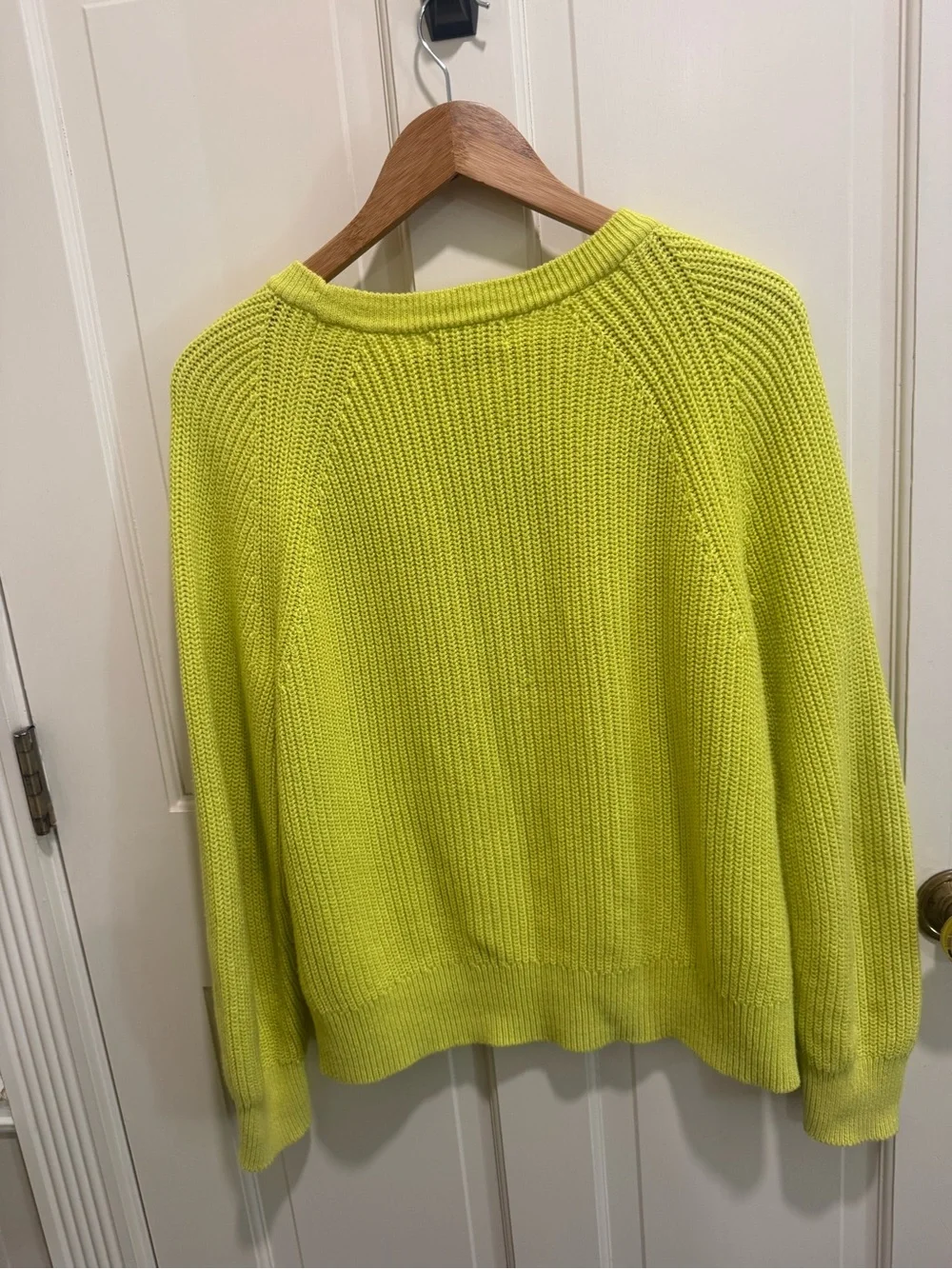 J. Crew 100% Cotton Fisherman Sweater Sz Large Lemon Sorbet